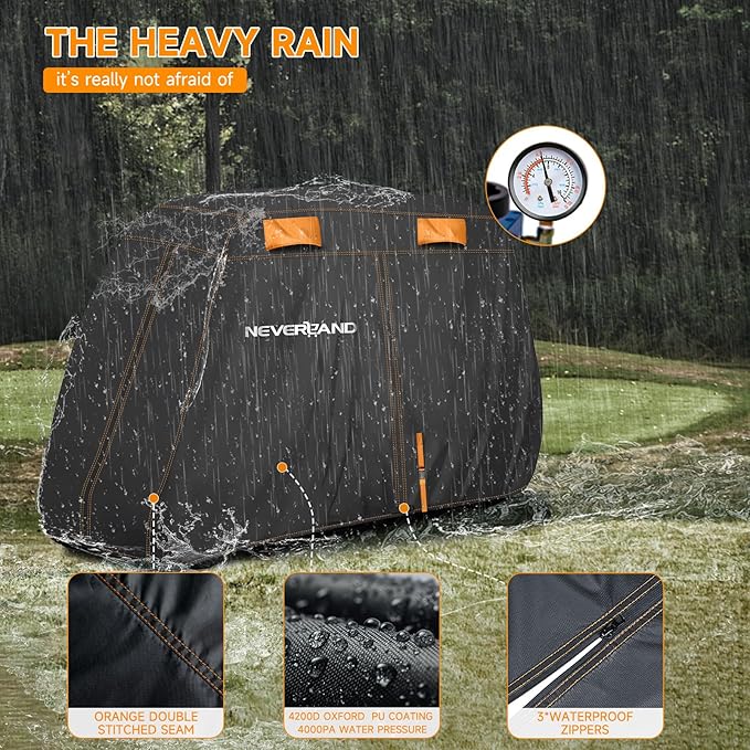 NEVERLAND Golf Cart Cover 4 Passenger, Heavy Duty 420D Golf Cart Covers, Waterproof Club Car Golf Cart Cover with Zipper Doors Compatible with EZGO Yamaha Club Car 4 Seat (Up to 115 Inch)
