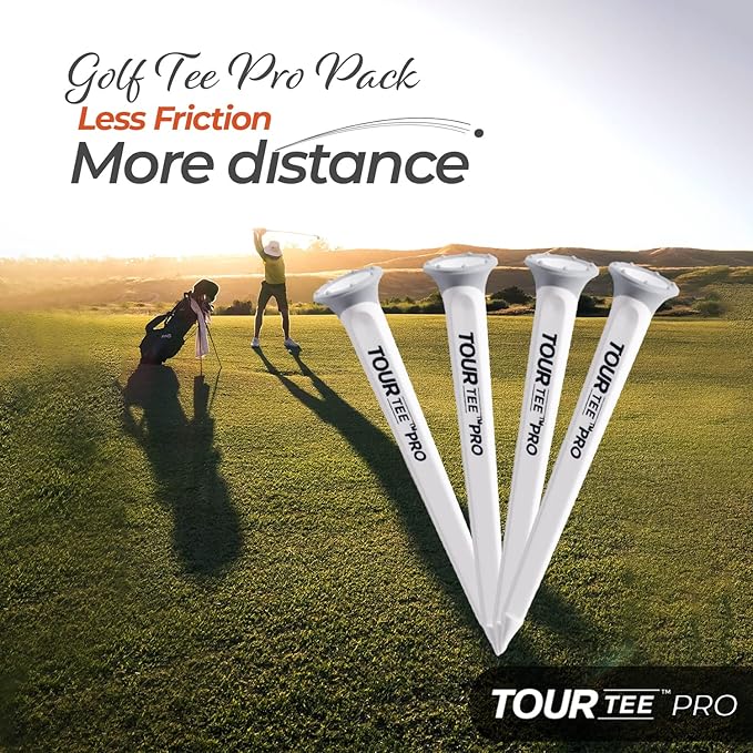 CMCDESIGN Tour Tee Pro Pack - Frictionless Golf Tees for More Distance & Consistent Yards - Reusable, Made with Recycled Plastic & Virtually Unbreakable - Four 3.15” Golf Tees with Standard Cup