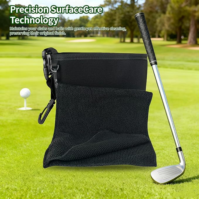 Portable Club Cleaner Bag -Lightweight & Waterproof, On-Course Cleaning System with Towel Included Fits All Golf Bags