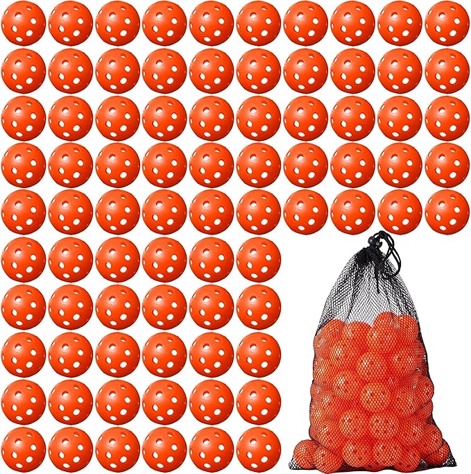 80 Pack Practice Golf Balls Limited Flight 42 mm Golf Training Airflow Hollow Plastic Ball for Women Men Indoor Outdoor Driving Range Swing Practice Home