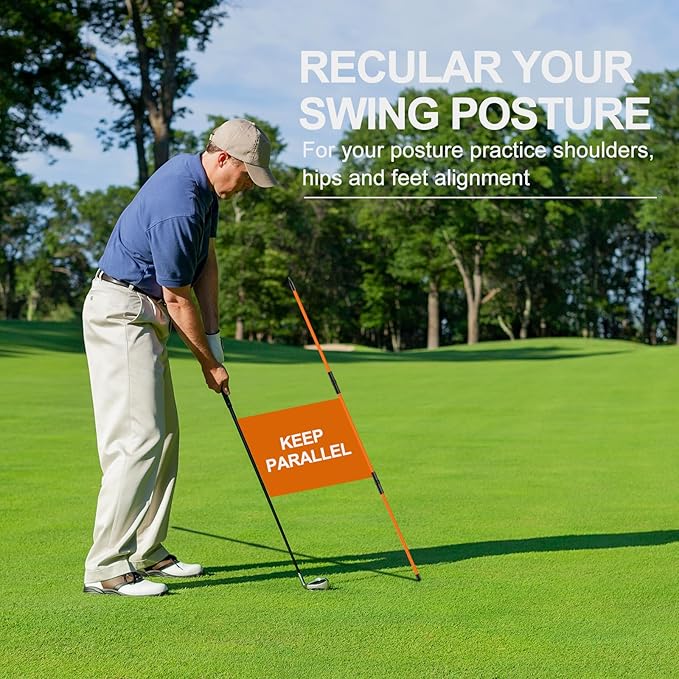 Golf Alignment Sticks 2 Pack,Golf Alignment Rods Upgraded 48" Collapsible Golf Practice Sticks Golf Training Aid for Aiming,Putting,Golf Training Sticks with Clear Tube Case