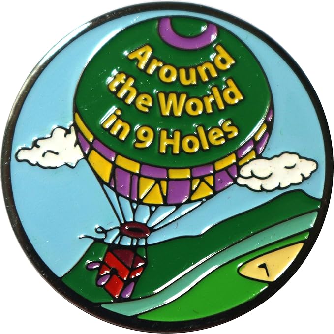 Around The World in Nine Holes Golf Ball Marker and Matching Hat Clip
