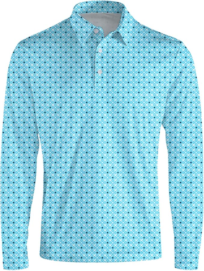 Men's Long Sleeve Golf Shirt Quick Dry 3 Button Work Fishing Outdoor Casual Collar Shirt