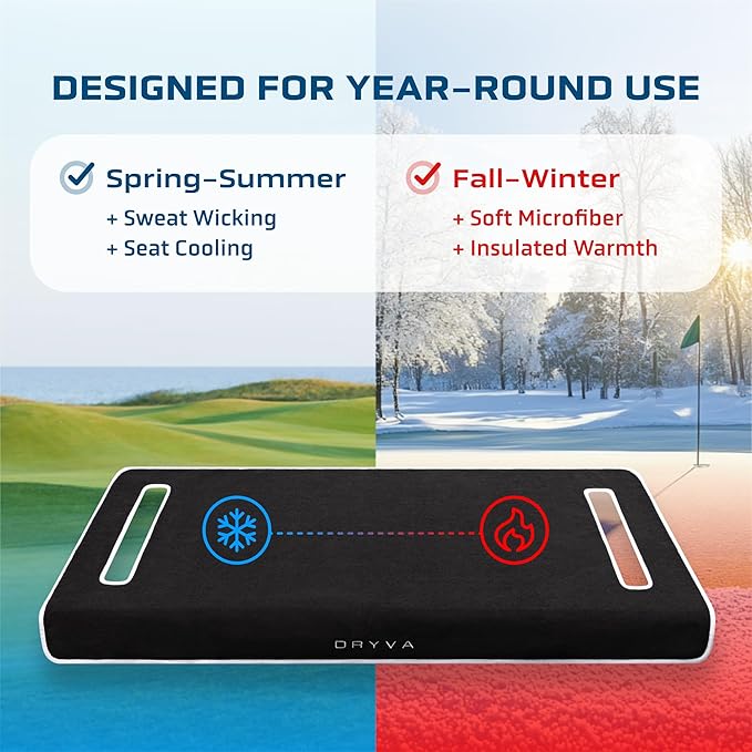 Dryva Waterproof Golf Cart Seat Cover – EZGO TXT RXV/Club Car DS Precedent – Non-Slip, Washable Microfiber Seat Towel – 2/4 Person Seats, All Weather