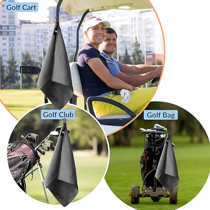 Magnetic Golf Towel 24 x16 – Premium Waffle Weave Microfiber Golf Rag with Strong Magnet and Clip for Clubs & Carts – Ultra-Absorbent, Quick-Dry Golf Towel for Cleaning Clubs & Balls