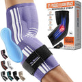DR. BRACE® Elite Elbow Brace Support, Breathable Elbow Compression Sleeve with Gel Pad for Golfer's, Tennis Elbow & Tendonitis Treatment & Pain Relief 2024 (Purple-White, X-Large)