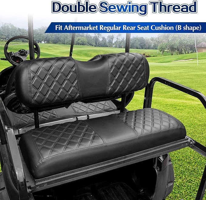 NOKINS 4PCS Golf Cart Diamond Seat Covers Kit,Front and Rear Seat Covers Fits for EZGO/Club Car/Yamaha Original Regular Seat Cushion, No Stapler