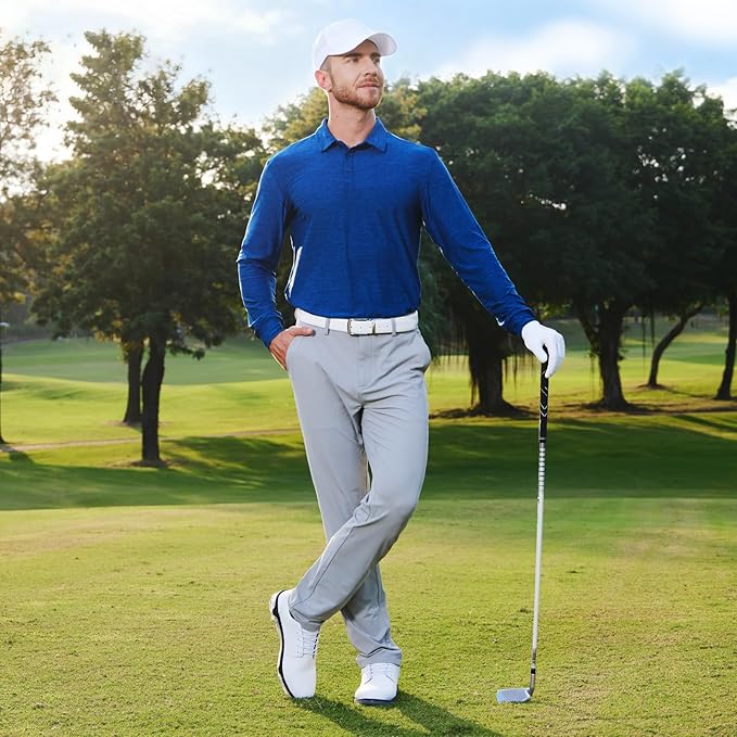 NAVISKIN Men's Polo Shirts Long Sleeve Golf Shirts with Collar UPF 50 SPF Shirt for Men Quick Dry Moisture Wicking