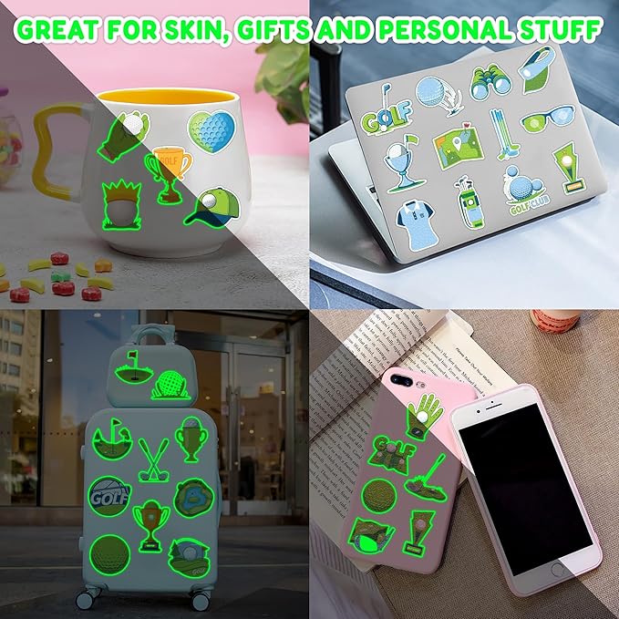 96 PCS Golf Sport Pre-Cut Luminous Glow in The Dark Temporary Tattoos | Super Cute Themed Birthday Party Favors, Supplies, Decorations, Green Sport Fake Tattoo Stickers Gifts for Boys Girls
