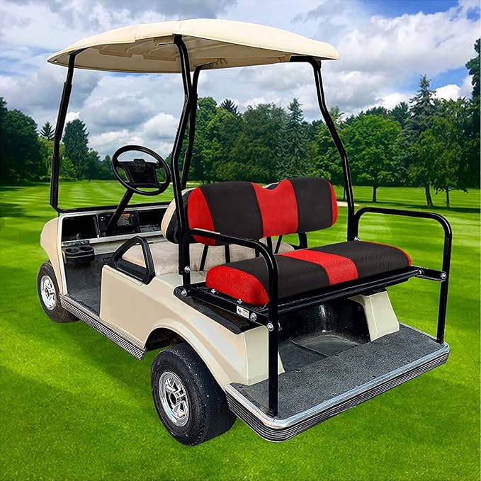 Universal Golf Cart Rear Seat Cover Dress Up for Older Golf Carts - Durable, Breathable Material, Fits Like a Glove for EZGO, Club Car and Yamaha, Easy to Install, Red