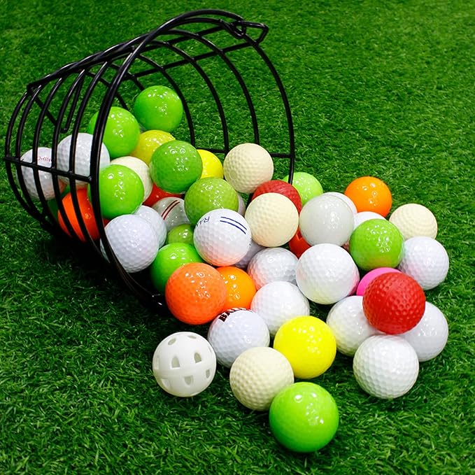 Crestgolf 2PCS Stainless Metal Golf Basket Golf Ball Container Ball Bucket