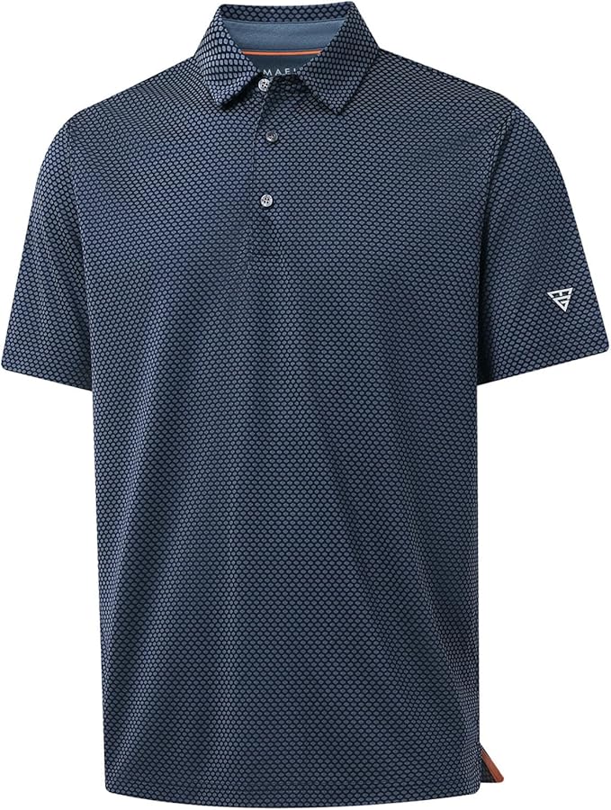 M MAELREG Golf Shirts for Men Moisture Wicking Jacquard Breathable Performance Dry Fit Collared Mens Polo Shirts Short Sleeve