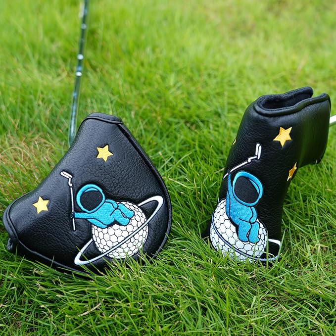 Astronaut Series Golf Headcovers, Synthetic Leather Golf Head Covers for Driver, Fairway Wood and Hybrid, Golf Putter Covers for Mallet and Blade