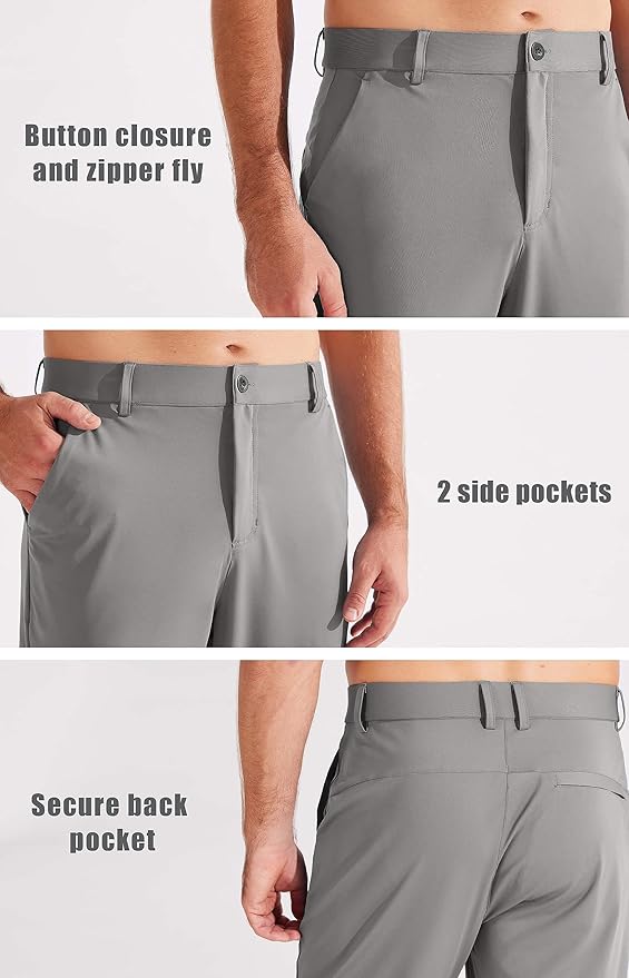 Libin Men's Golf Pants Joggers Lightweight 3 Pockets Slim Fit Soft Stretchy Tapered Work Dress Athletic
