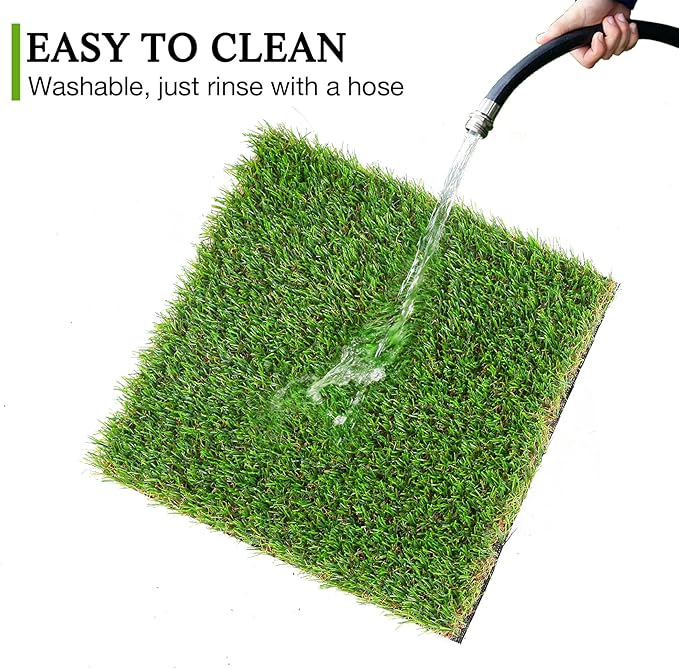 GLOBREEN Artificial Grass Squares Table Placemats for Christmas Golf Party Decorations - Green Fake Grass Turf Table Mats Centerpiece for Woodland Picnic Decor Party, Dining, Wedding