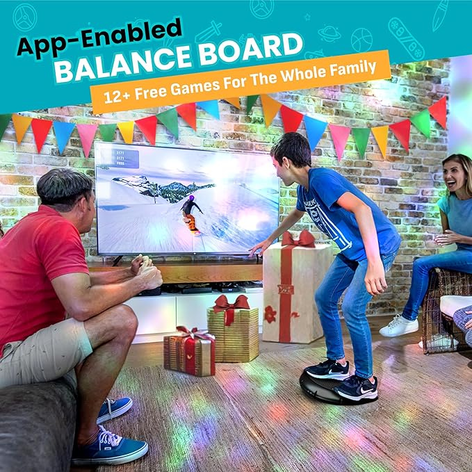 GoBalance Board - App-Enabled Balance Board. Smart Bluetooth Sensor, 12 FREE Interactive Games - Fun, Balance Training and Home Gym Workout! Boost Coordination & Strength for Teens and Adults