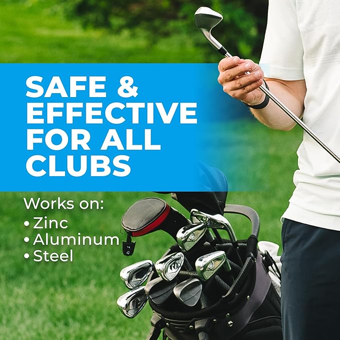 Golf Club Polish - Golf Club Head and Groove Cleaner, Rust Remover for Metal, Zinc, Aluminum, and Steel, Easy to Use Club Cleaner, Instant Rust, Scuff & Stain Remover - , Clean, Polish & Restore