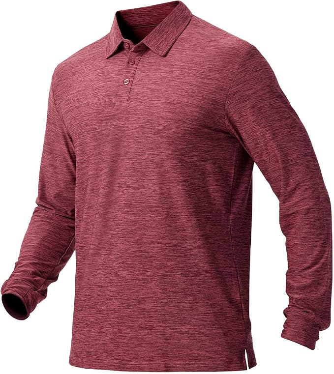NAVISKIN Men's Polo Shirts Long Sleeve Golf Shirts with Collar UPF 50 SPF Shirt for Men Quick Dry Moisture Wicking