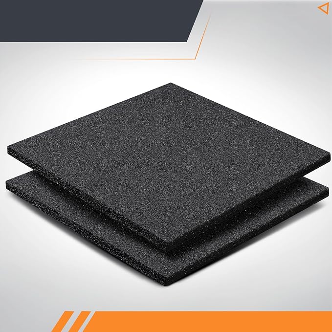 Pangda 2 Pcs Black Foam Pad 12 x 12 x 0.25 Inches Cuttable Polyurethane Foam Sheet, High Density, Non Corrosive, Anti Static Pad for Packing Crafts Cases Toolbox Camera Storage