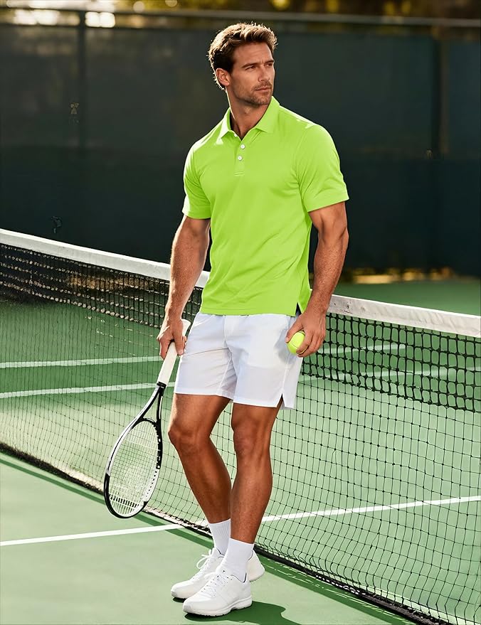 MAGCOMSEN Men's Polo Shirts 3 Buttons Casual Work T Shirts Quick Dry Short Sleeve Golf Shirt Pique Jersey Outdoor Performance