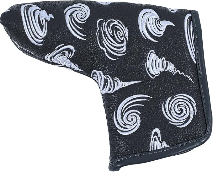 Golf Club Headcover, Premium Leather Embroidery Mallet Putter Cover Blade Head Covers, Stylish Golf Accessories, Great Golf Gifts for Men and Women Golfers