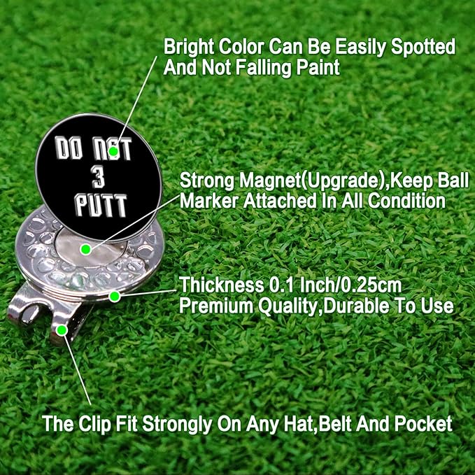 FINGER TEN Golf Ball Marker with Hat Clip Markers Assorted Patterns Value Gift Set Mark Golf Divot Tool Accessories for Men Women Kids