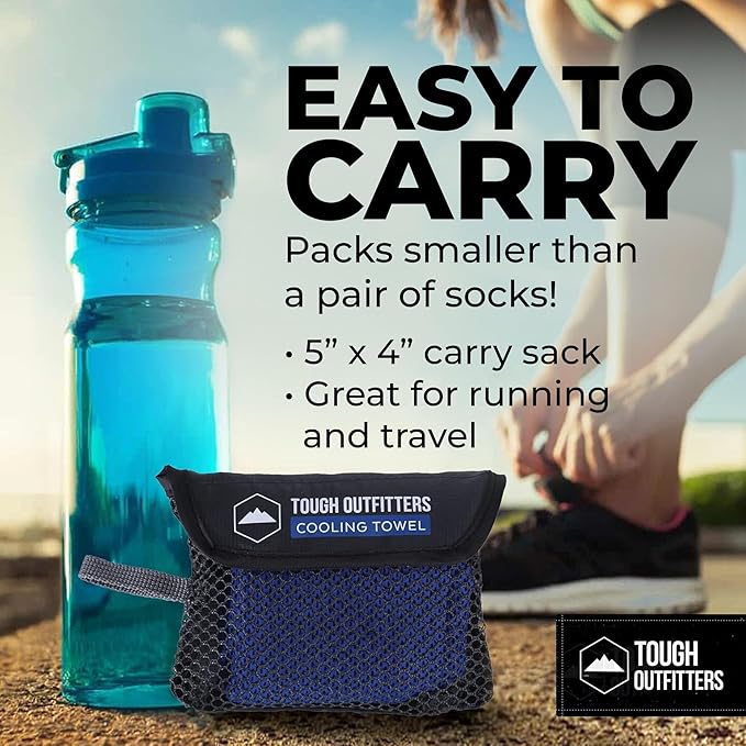 Tough Outdoors Cooling Towels for Neck Face - Neck Cooling Towel for Hot Weather Yoga Sports Golf Sweat - Instant Cold Towel