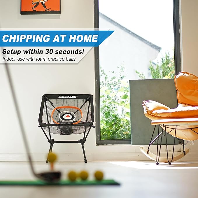 Foldable Chipping Net with Mat & Balls, Heavy-Duty Practice Golf Net Chipping Target, Backyard Golf Game & Gifts
