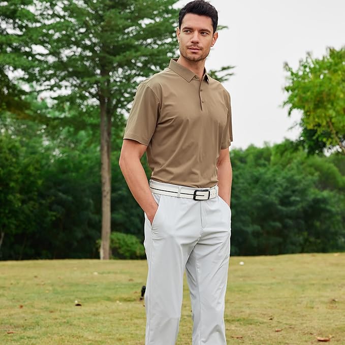 Esabel.C Golf Shirts for Men Dry Fit Performance Short Sleeve Print Moisture Wicking Collared Shirt