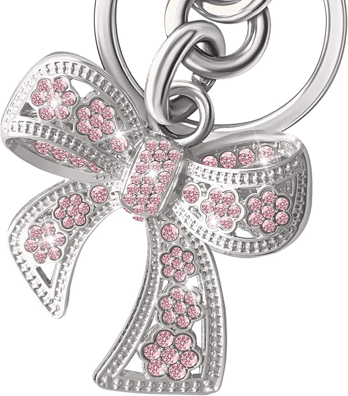 Sparkly Bow Bag Charm Rhinestone Bow Purse Charms Bows Keychain Women Bag Charm for Handbag