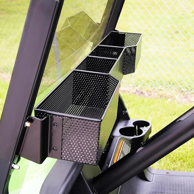 Huskey Golf Cart Front Basket Storage Basket Dash Basket Compatible W/EZGO TXT/RXV,Club Car DS (2000.5+) Precedent/Tempo/Onward,Yamaha G29 Drive2 2007+ One Piece Solid Design & Larger Compartments