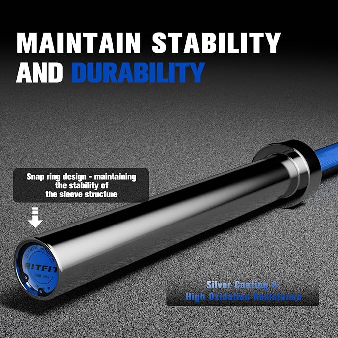 RITFIT 7FT Olympic Barbell for Strength and Weightlifting Training - 2 Inch Olympic Bar for Squat, Deadlift, Bench Press, Curl, Overhead Press - 500lbs/1000lbs/1500lbs Capacity