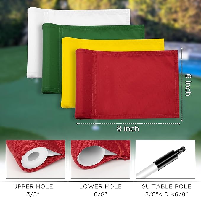 KINGTOP Solid Golf Flag All 8x6 Inch - 420D Nylon, Tube Inserted - Mini Putting Green Flags for Backyard Practice