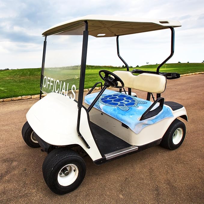 Peryiter Golf Cart Seat Covers Cute Blue Sea Turtle Cart Breathable Seat Covers Compatible with Ezgo and Other 2 Person Seats, Microfiber Suede, Sweat Absorption, 51"x 31"