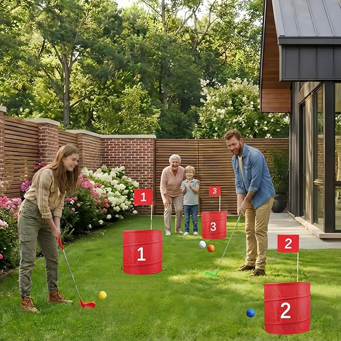 4 Pack 36" Backyard Golf Club Set with Oversize Heads & 12 Practice Balls, Play Outdoor Golf Yard Games for Adults, Hit Plastic or Foam Balls in Grass/Parks/Yards (Right Hand)