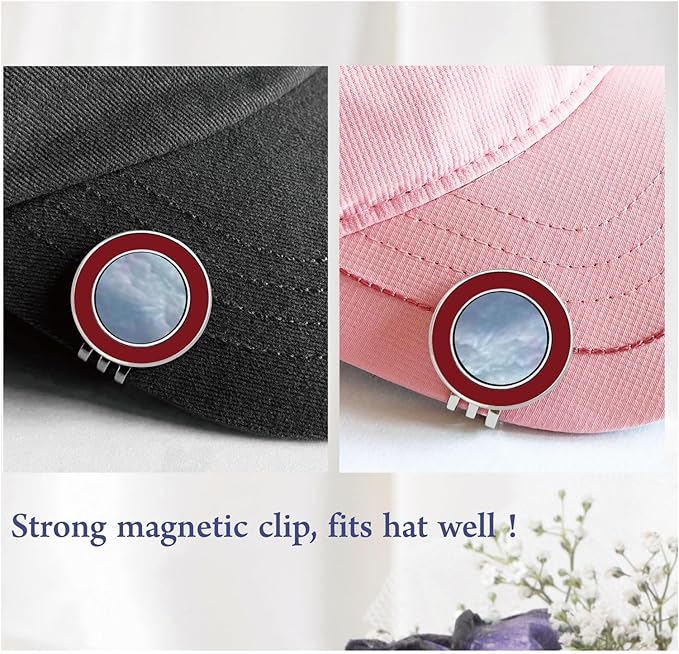 Golf Ball Marker Hat Clip with Pearl Ball Marker, Golf Gifts, Golf Accessories, Golf Ball Markers for Women