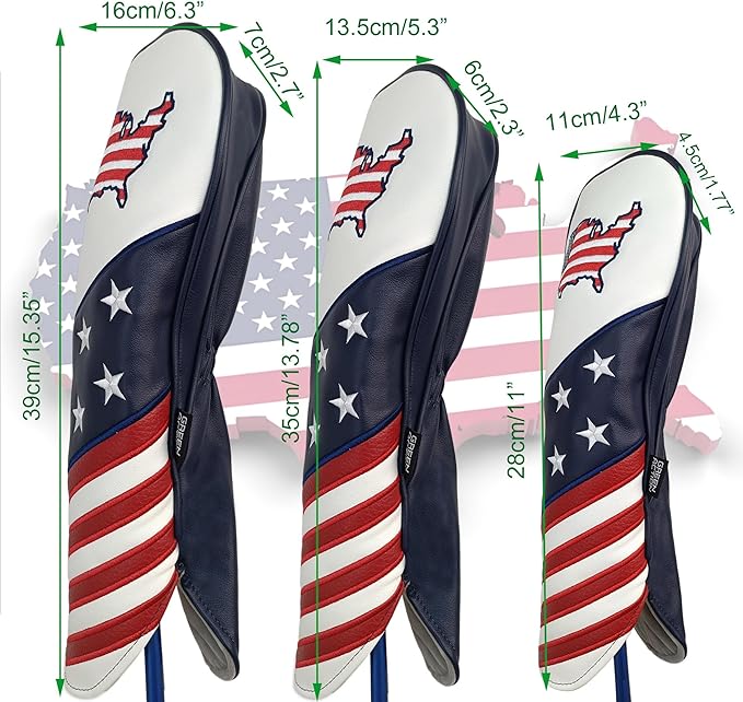 Golf Headcovers for Drivers and Woods – Set of 3 (S/M/L), Leather Club Covers with Magnetic Number Tags, Floral Design, Scratch-Resistant, Fits Most Golf Clubs