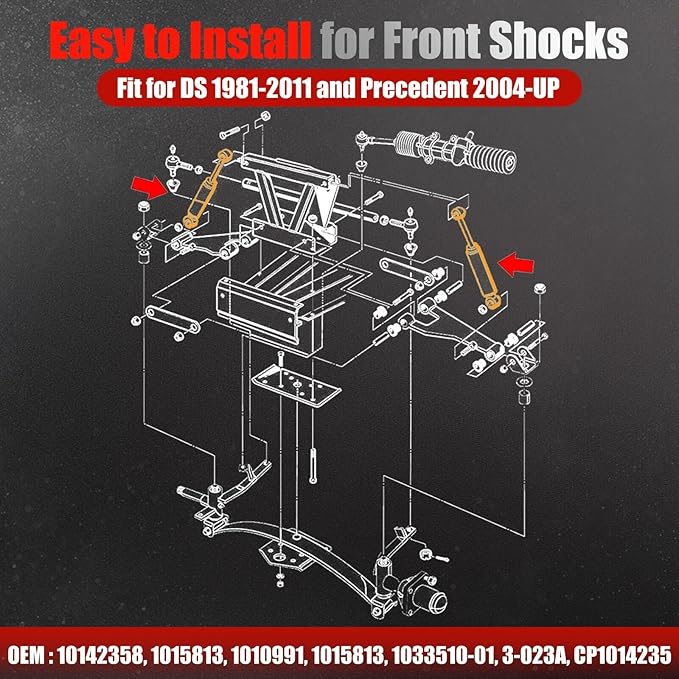 Club Car Front Shocks Golf Cart Shock Absorbers for Club Car DS G&E 1981-2011, Precedent G&E 2004 up, Tempo 2018 up, OEM 1010991, 1014235, 102588601, 2 Pack