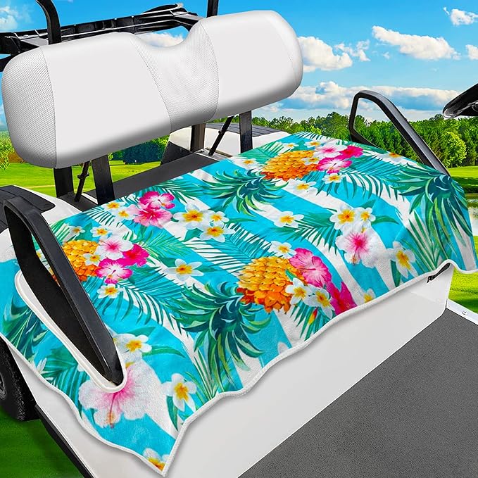 Golf Cart Seat Covers, Golf Cart Seat Towel Blanket, Suitable Yamaha, EZGO, Club Cars, Icon and More 2-Seats Cart, 100% Microfiber, Essential Golf Cart Accessories, 51'' x 31''