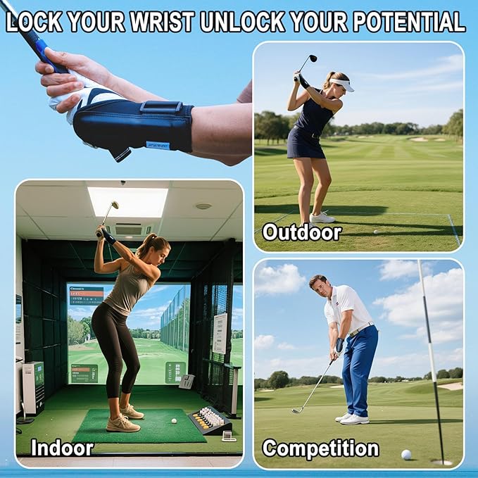 Golf Wrist Brace | Golf Wrist Training Aid - Adjustable Wrist Trainer & Swing Training Aid with Internal Medical-Grade Splint for Left/Right Handed | Golf Wrist Hinge Trainer for Injury Recovery