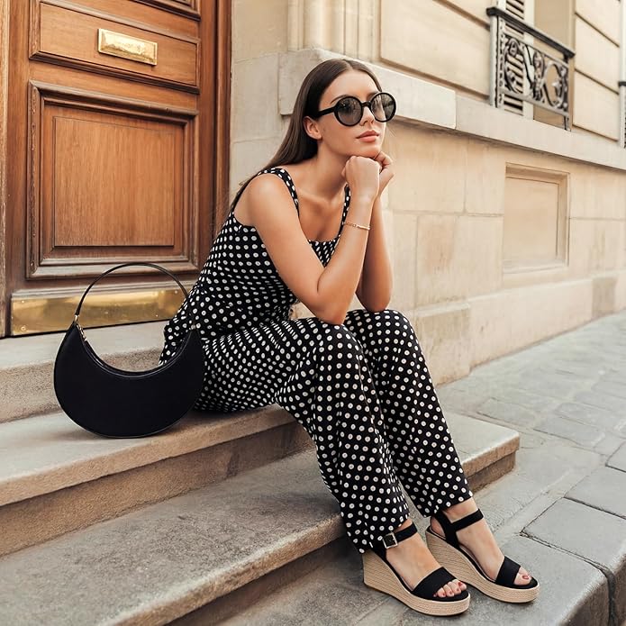 VICKI·VICKI Wedges for Women Platform Sandals Wedge Heels for Sandals Comfortable Summer Espadrille Shoes Ankle Strap&Open Toe