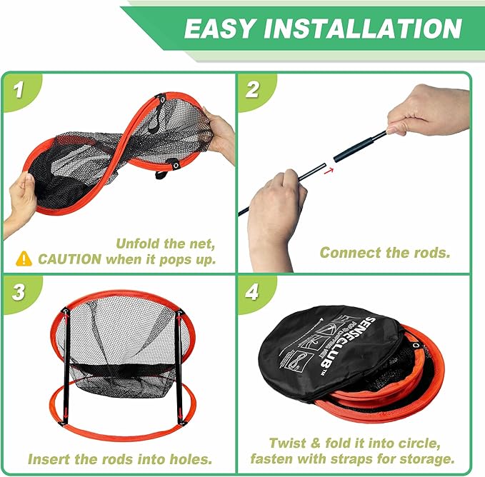 Foldable Chipping Net with Mat & Balls, Indoor Golf Practice Chipping Target, Backyard Golf Game & Gifts