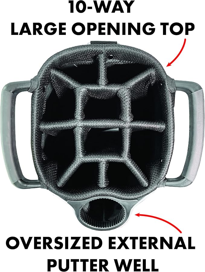 Team Golf NFL Lightweight, 10-Way Club Divider, Spring Action Stand, Insulated Cooler Pocket, Velcro Glove and Umbrella Holder & Lift Assist Handles