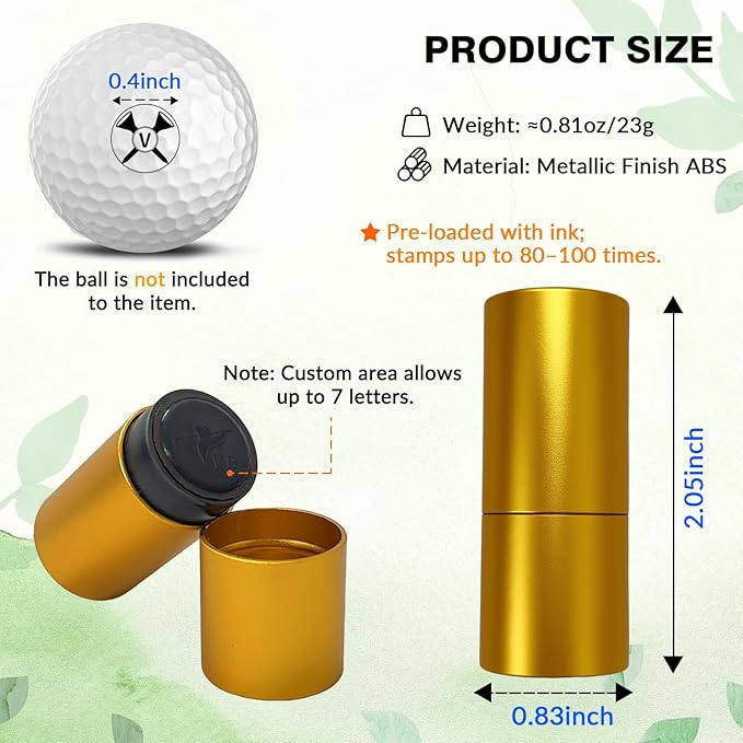 Custom Golf Ball Stamp with Ink & Storage Tin - Personalized Text/Logo Waterproof Reusable Golf Ball Marker Set, for Men, Dad, Husband, Father's Day, Christmas, Retirement Gifts for Golf Lovers