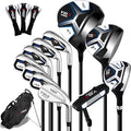 PGM 12/15 Pieces Men's Complete Golf Club Set with Driver, Fairway, Hybrid, Irons, Putter, Stand Bag & Headcovers - Right Handed - Ideal for Beginners (Standard/Tall Sizes)