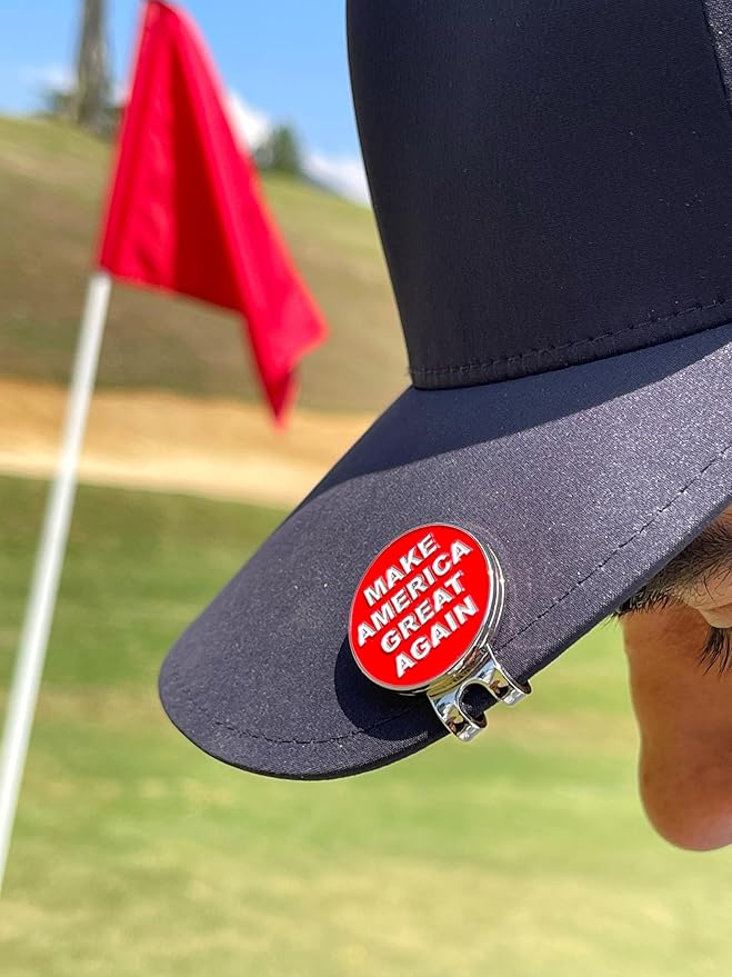 wolph American Golf Ball Marker - Magnetic Hat Clip – Funny Golf Gifts, Golf Accessories for Men Women – Premium Iconic Red, Easy to Spot