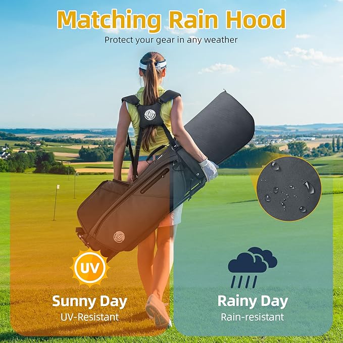 Golf Stand Bag 14 Way, Lightweight Golf Bags for Men Women with Stand, Padded Ergonomic Double Strap, Full Length Dividers, Multiple Pockets, Rain Hood