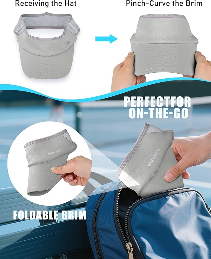 Sports Sun Visor Hats for Women Men Lightweight Breathable Cooling Stretchy Visors Foldable UPF 50+ for Running Tennis Golf