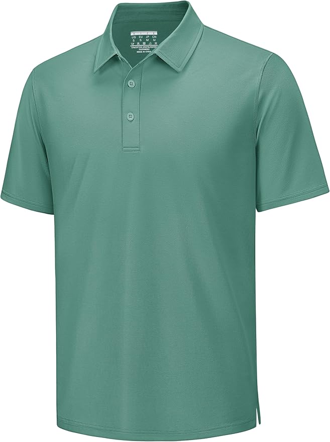 TACVASEN Mens Polo Shirts Short Sleeve Pique 3 Buttons Golf Polo Cooling Performance Moisture Wicking Shirt