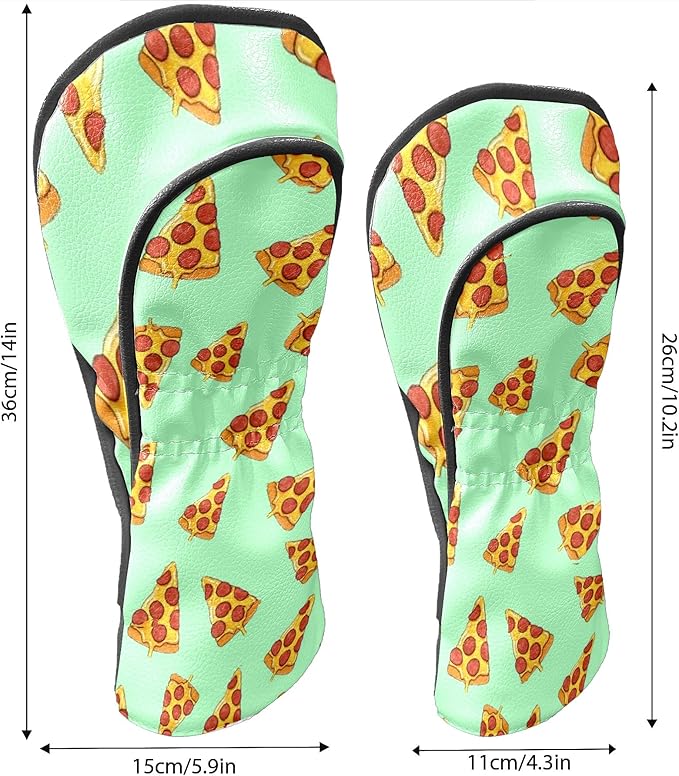 Golf Club Head Cover Waterproof Leather Golf Club Covers for Driver & Fairway Wood, Driver Headcovers It's Always Pizza O'clock!